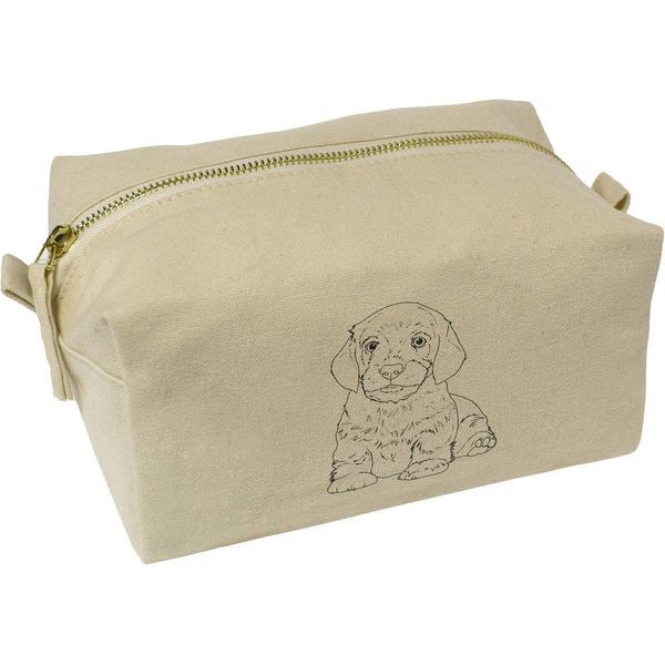 'Dachshund Puppy' Canvas Wash Bag/Makeup Case (CS00044064)