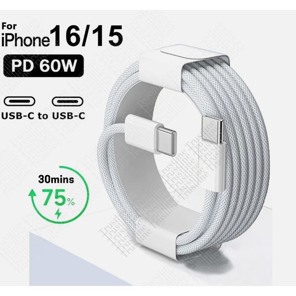 3Ft For iPhone 15 Pro 16 Plus USB C To USB C Fast Charger PD 60W Cable