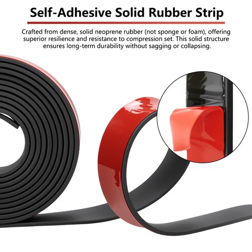 Qyueyue Adhesive Solid Rubber Strips - 1/2" Wide x 1/16" Thick x 180" Long, Black Neoprene Rubber Gasket Strip Roll for DIY Seal, Weather Striping,Liner,Cushion & Craft