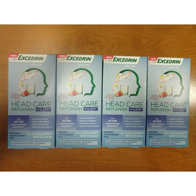 4 Pack: Excedrin Head Care Replenish + Sleep Dietary Supp. Exp. 2/25 -  E4C