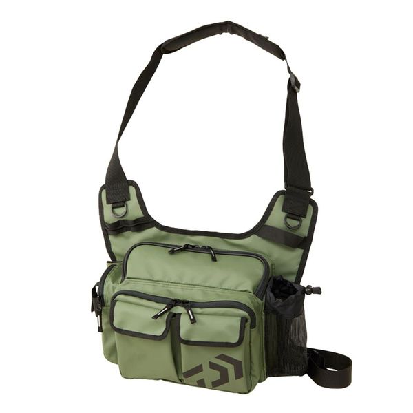 Daiwa Side Fit Bag (D) Khaki P 5.5 x 13.4 x 9.8 inches (14 x 34 x 25 cm)