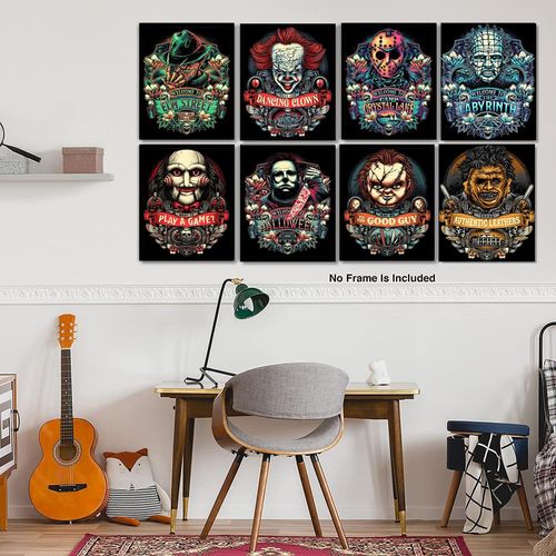 Gearock 8 Pack Horror Diamond Painting Kits, Halloween Scary Diamond Art Kits for Adults, 5D Diamond Art Painting Kits for Room Bedroom Living Room Bathroom Decor, Christmas Gifts, 12x16 Inch