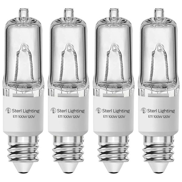 Sterl Lighting – JDE11 Bulb, 120v, 100W Halogen Candelabra Bulbs,T4 Mini Base JD E11 Bulb, 2700K Warm White, for Chandeliers, Candelabra, Ceiling Fan, Table Lamps, Cabinet Lighting. 4 Pack