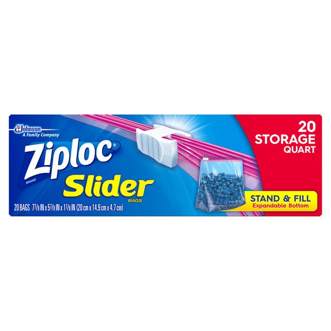 Ziploc, 20 Count, Gallon, Slider Storage Bag