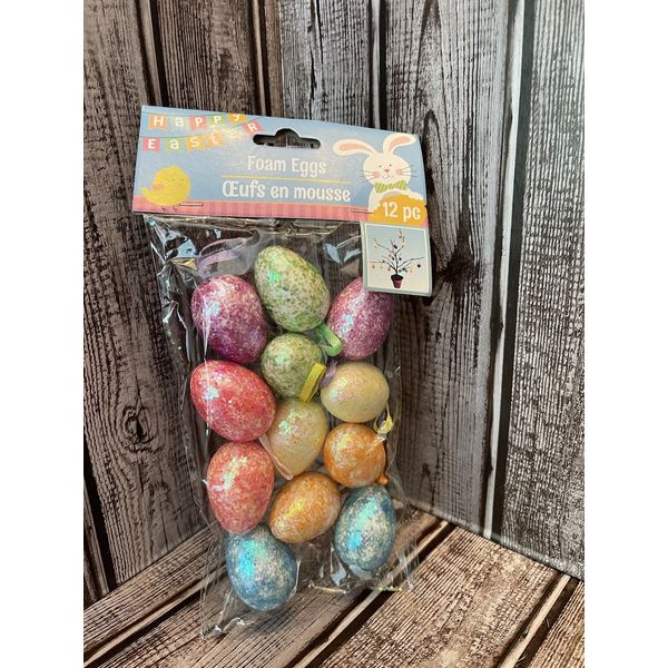 Glitter Easter Egg 1.5” Foam Ornaments Decoration Feather Tree Table Vase Filler