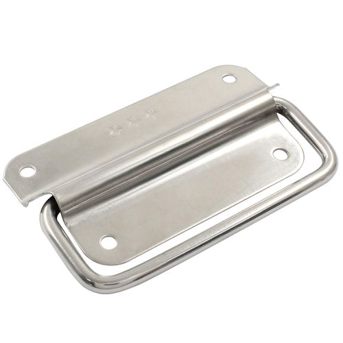 Bivethoi 2 Pcs Chest Handles, 4 Inch Stainless Steel Foldable Pull Handles Ring Pull Handle with Screws for Toolbox Door Chest