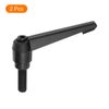 uxcell 2Pcs M12 x 32mm Adjustable Knobs Handle Male Thread Push Button Ratchet Quick Release Locking Rotating Bolt for Lathe Machinery, Black