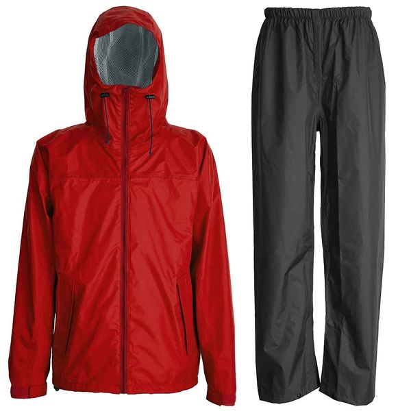 Kajimeiku 3440 Men's 3D Extra Rain Suit, Nattoku Experience Series, red,