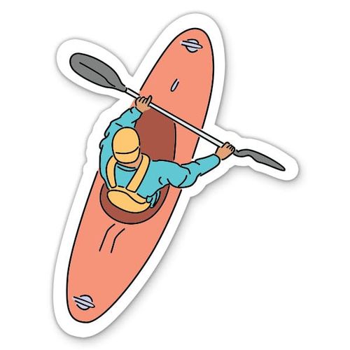 Kayaking Sticker - 3" Laptop Sticker - Waterproof Vinyl for Car, Phone, Water Bottle - Kayaker Kayak Paddle Decal