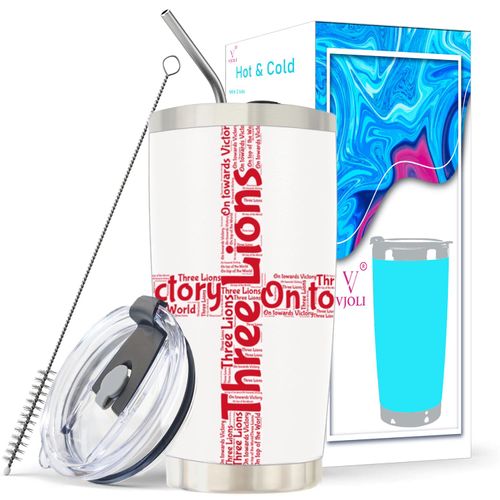 Insulated Coffee Cup 600ml Stainless Steel Cup, Vacuum Insulated Cup Double Wall Reusable Steel Tumblers with Straws & Cleaning Brush& 2 Multifunctional Cover for Hot/Iced Coffee/Beer, BPA Free