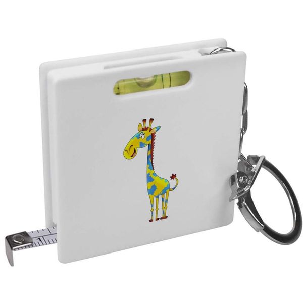 Azeeda 'Painted Giraffe' Keyring Tape Measure/Spirit Level Tool (KM00016314)