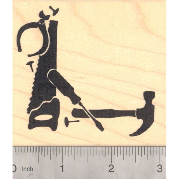 Father's Day Carpenter Tool Silhouette Corner Frame Rubber Stamp