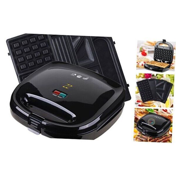 Breakfast Sandwich Maker with Sets of Detachable Non-stick 4 PlateS-BALCK