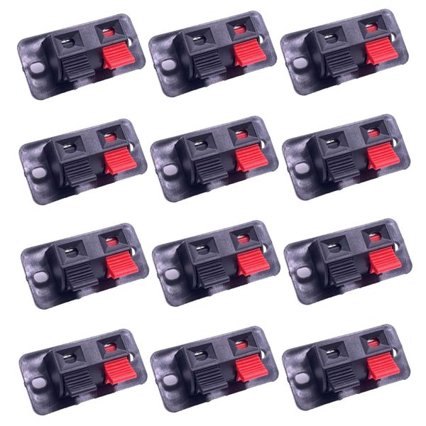 Push Speaker Terminal, 2 Position, Set of 12, Audio Self-Activation, Black/Red