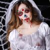 DPKOW Halloween Face Tattoos Makeup, 8 Pack Day Of The Dead Temporary Tattoos for Halloween Body Art Supplies, Spider Web Flowers Skull Tattoos Stickers for Halloween Costume Play Masquerade Supplies