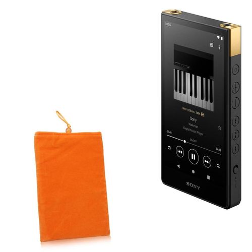 BoxWave Case Compatible with Sony Walkman NW-ZX707 - Velvet Pouch, Soft Velour Fabric Bag Sleeve with Drawstring - Bold Orange