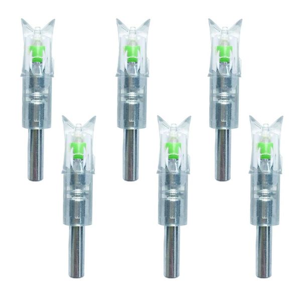 6PCS Lighted Nocks for Crossbow Bolts with 0.300"/ 7.62mm Diameter,Screwdriver Included (Green)