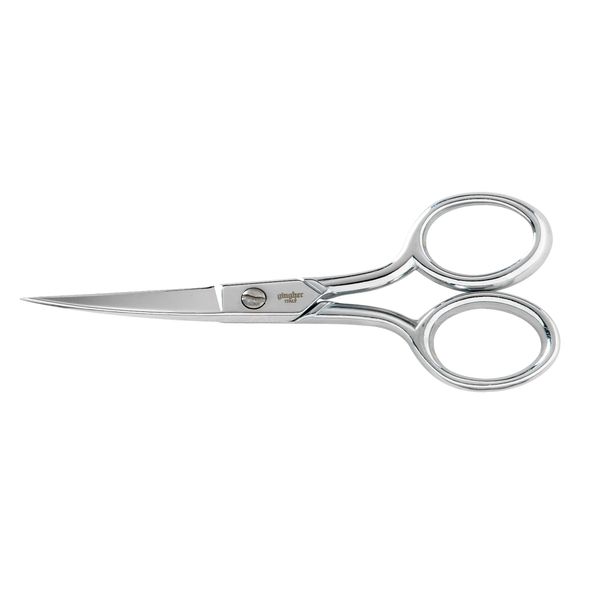 Gingher 4 Inch Curved Embroidery Scissors (01-005273),Silver