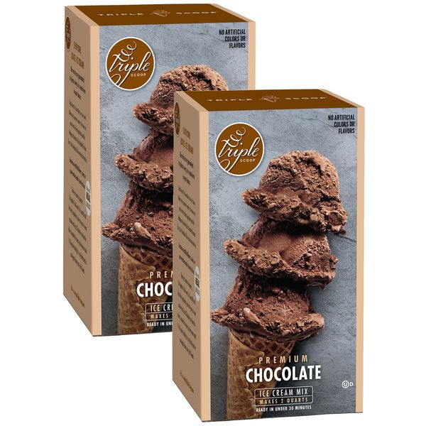 Premium Chocolate Ice Cream Starter Mix for ice cream maker. Simple, easy, delicious. From gourmet mix to maker in 5 minutes. Makes 4 creamy quarts. Made in USA. (2/13.4 oz boxes)