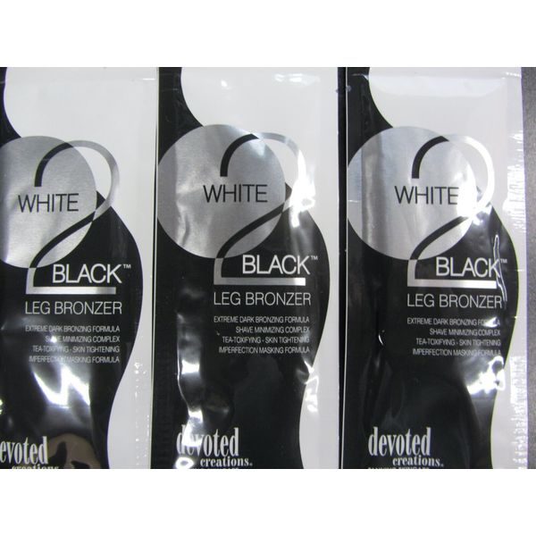 5 PACKETS DEVOTED CREATIONS WHITE 2 BLACK LEG BRONZER TANNING LOTION