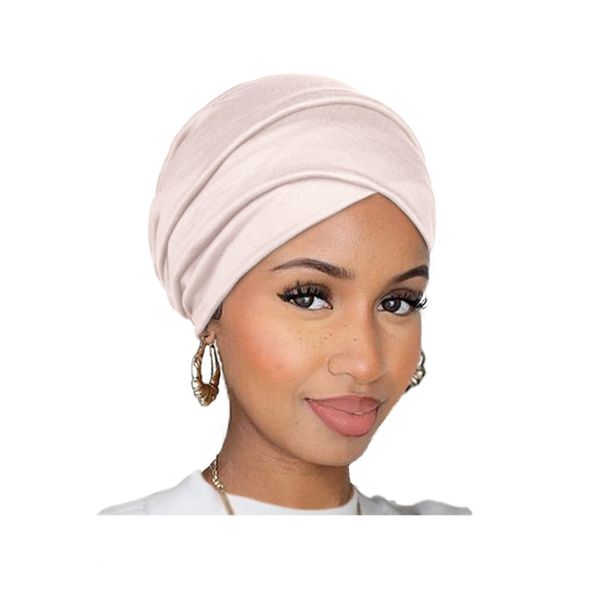 TuTive Beige Fashion Extra Wide Headbands Face Mask Soft Easy Knot Hijab Urban Hair Scarf Stretch ReversibleTurbans Head Wraps for Women Headwear Hat Locs Cap Sleeping Headscarf Fashionable Neck Hood