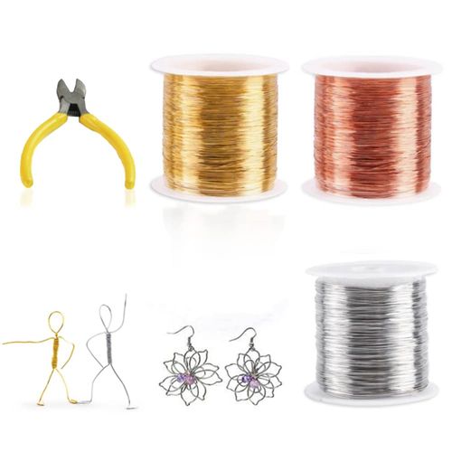 KLYNGTSK 3 Rolls Craft Wire 0.3mm Jewelry Wire Tarnish Resistant Copper Beading Wire Colorful Wire Rolls with Wire cutter for Jewelry Making Modelling Sculpture Making DIY Crafts,50M(164 Feet)/Roll