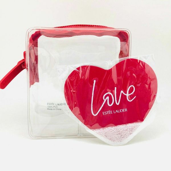 Estee Lauder Transparent Lipstick Bag with Love Shape Mirror, New & Authentic!!!