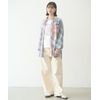 Milkfed Women's Casual Plaid PATCHWORK SHIRT, LtBlue
