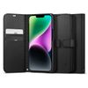 Spigen ACS05421 iPhone 14 Case, Notebook Type, Shock Absorption, Shock Resistant, PU Leather, Lightweight, Thin, Compatible with Wireless Charging, Card Storage, Stand Function, Wallet S (Matte/Black)
