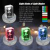 CDIYTOOL Round Rotatable LED Light Base, 8 Light Modes Display Stand, Multicolored Round Display Base for Crystal Statues Glass Ball (Silver)