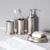 Home Zone Bath Accessory Set in Silver, Toothbrush Holder, Hand Soap Dispenser