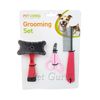 Pet Grooming set, Rake, Self cleaning brush and Nail clipper Pink