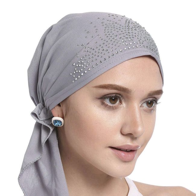 AfinderDE Damen Frauen Baumwolle Bandana Turban Cap Hijab Kopftuch Muslimische Bonnet Kopfbedeckung Halstuch Atmungsaktiv UV Schutz Pirat Mütze Bunter Diamant Indische Hüte Kappe