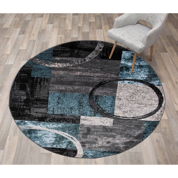 Rugshop Round Area Rugs Abstract Circle Living Room Rugs Gray Round Rug Jute Rug