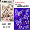 Blacklight Glow Party Temporary Tattoo-1 Sheet -Buttterfly