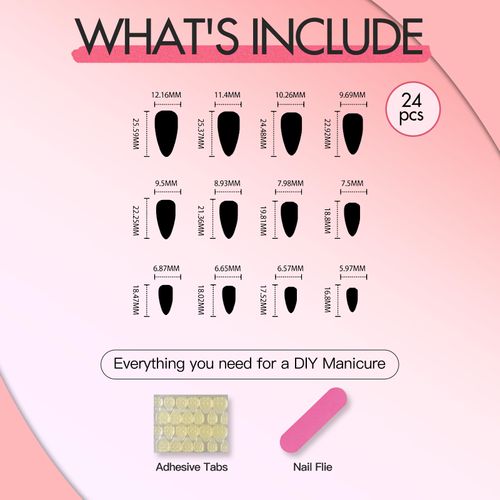 Kabwea 24 pezzi Press On Nails French, Press On Nails, Finte Nails, Unghie da incollare, unghie fredde, unghie finte, Press On Nails French