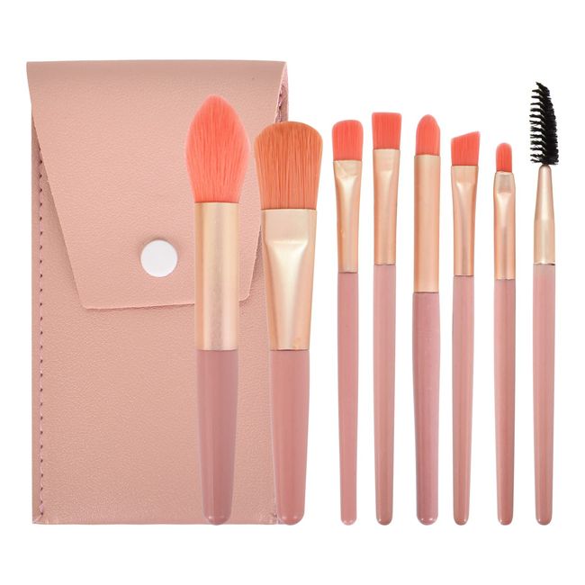 Pinselset Makeup, 8-teiliges Mini Make-up-Pinsel-Set, Schminkpinsel Set, Foundation Pinsel Eyeliner Pinsel Brush Augenbrauen Pinsel Kosmetikpinsel, für Frauen, Mädchen, Reisen (Rosa)