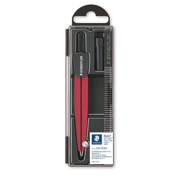 Staedtler Noris School Compass with Blunt Angle Safety Pin Metallic Red 550 50 M2