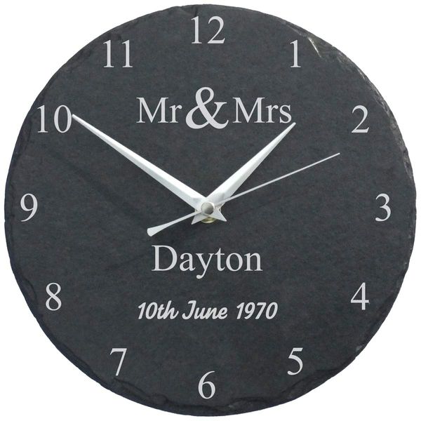 Go Find A Gift Personalised Mr & Mrs Slate Wall Clock