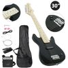 Kids Beginner Guitar With Amp Case 30" Electric Guitar Accessories Pack Black