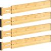4 PCS Drawer Divider, 17"-22" Adjustable Bamboo Drawer Dividers Organizers, E...
