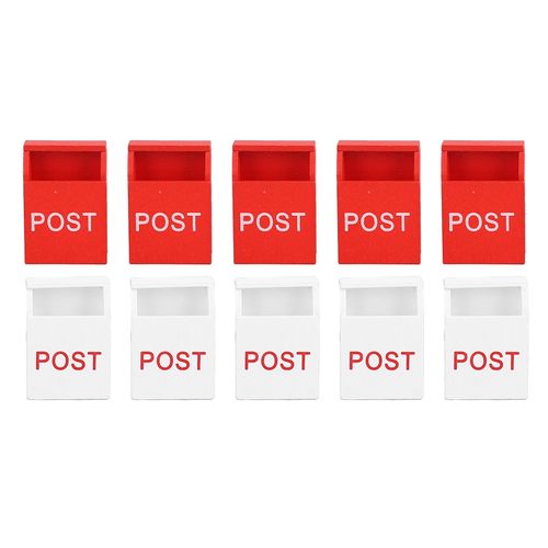10Pcs Mini Wooden Decorative Mailbox, Handmade Kids Toy Craft Furniture White and Red, with Unique Style, for Outdoor Display