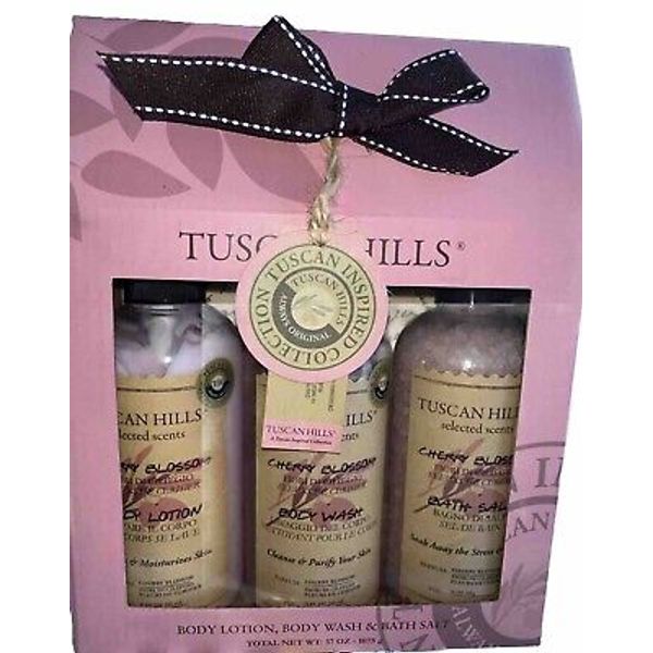 TUSCAN HILLS Body Care  Set CHERRY  BLOSSOM Body Wash + Lotion + Bath Salts New