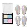 Mirror Powder Palette Solid Nail Powder Set of 4 Colors Mirror Nail Powder Nail Art Gel Nail Resin Metallic Powder with Tips (G)