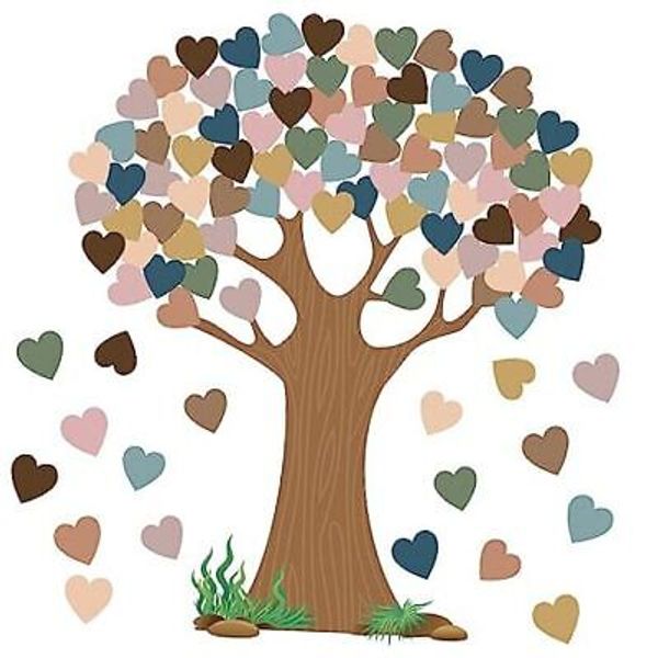 Classroom Tree Bulletin Board Set with Heart Shape Cutouts, Welcome Boho