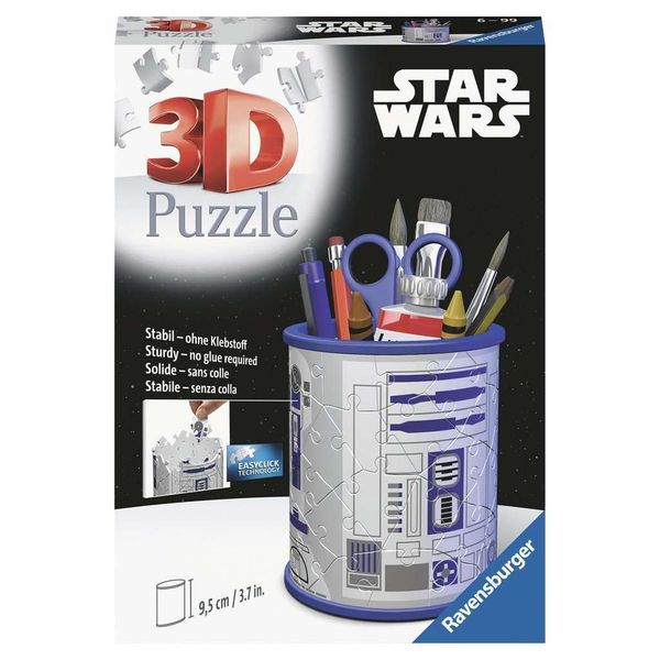 Ravensburger - 3D Puzzle Pencil Pot - Star Wars - Ages 6+ - 54 numbered pieces to assemble without glue - Accessories included - Height 9.5 cm - 11554