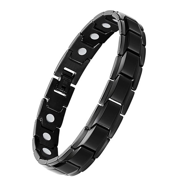 Jecanori Titanium Steel Magnetic Bracelet for Men Women,Unisex Style Ultra Strength Magnets Brazaletes(3500 Guass),Adjustable Size Wirstband with Adjustment Tool and Jewelry Gift Box (Black)