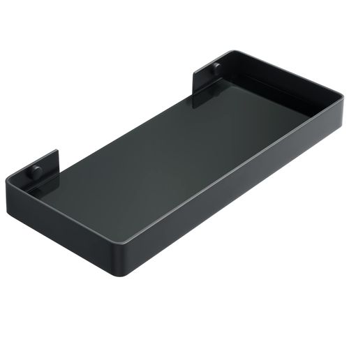 Alise Glass Bathroom Shelf, Black 11.8 Inch Rectangular Floating Shelves for Showers, Kitchens, SUS304 Stainless Steel Glass Shelf for Toilet, Room Decor