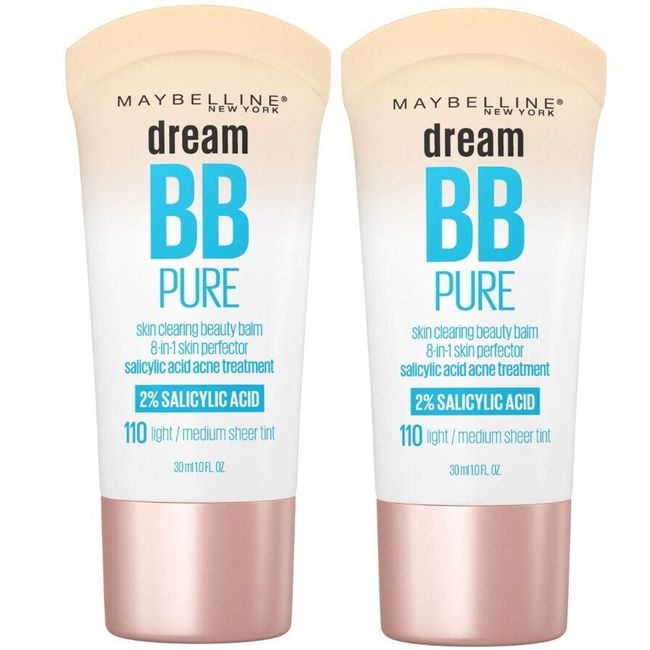 2 Dream BB Pure 110 Light Med 8 in 1 Skin Perfector Tint Maybelline EXP MAY 2024