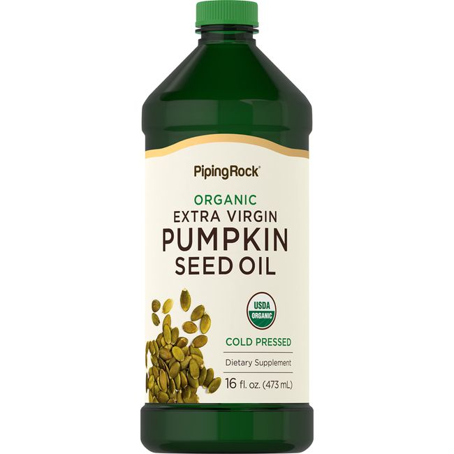 Pumpkin Seed Oil Organic 16oz | Cold Pressed | Extra Virgin | Non-GMO, Gluten Free | By Piping Rock